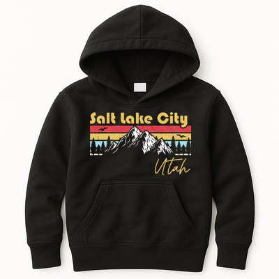 Salt Lake City Utah Roots Hometown Vintage Home State Pride Kids Hoodie