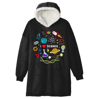 Science Lover Chemistry Biology Physics Love Science Hooded Wearable Blanket