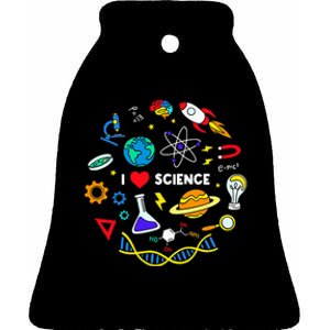 Science Lover Chemistry Biology Physics Love Science Ceramic Bell Ornament