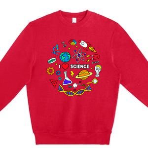 Science Lover Chemistry Biology Physics Love Science Premium Crewneck Sweatshirt