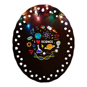 Science Lover Chemistry Biology Physics Love Science Ceramic Oval Ornament