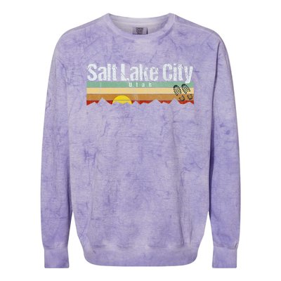 Salt Lake City Hiking Vintage Utah Colorblast Crewneck Sweatshirt