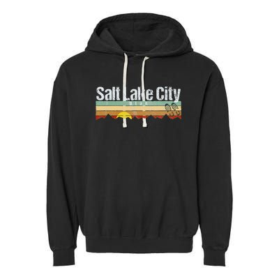 Salt Lake City Hiking Vintage Utah Garment-Dyed Fleece Hoodie