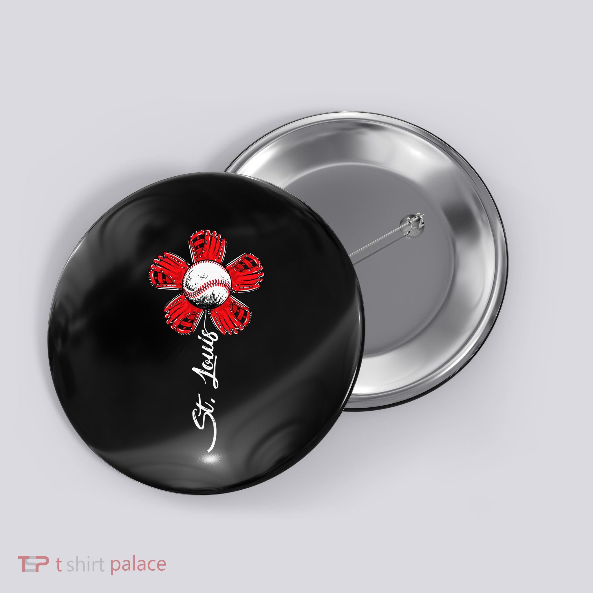 St. Louis Colorful Baseball Flower Souvenir I Love St. Louis Button