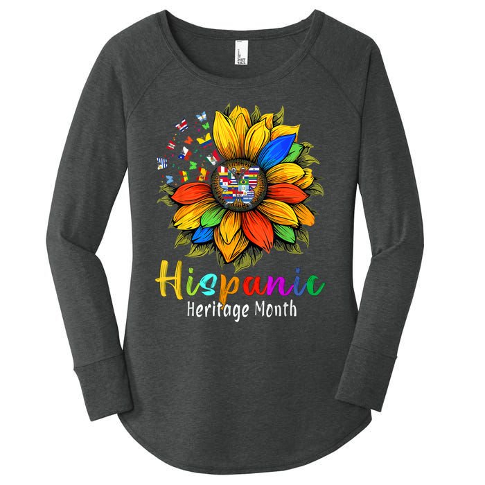 Sunflower Latin Countries Flags Hispanic Heritage Month Women's Perfect Tri Tunic Long Sleeve Shirt