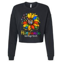 Sunflower Latin Countries Flags Hispanic Heritage Month Cropped Pullover Crew