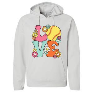 Softball Love Cute Softball Lover Performance Fleece Hoodie