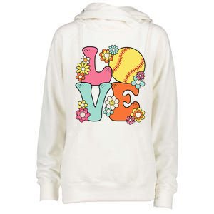 Softball Love Cute Softball Lover Womens Funnel Neck Pullover Hood