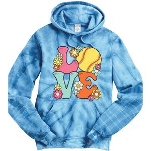 Softball Love Cute Softball Lover Tie Dye Hoodie