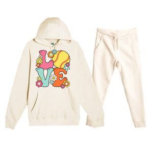 Softball Love Cute Softball Lover Premium Hooded Sweatsuit Set