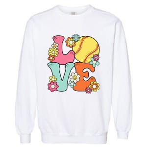 Softball Love Cute Softball Lover Garment-Dyed Sweatshirt