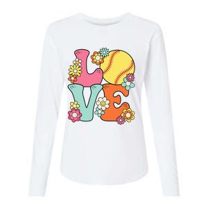 Softball Love Cute Softball Lover Womens Cotton Relaxed Long Sleeve T-Shirt