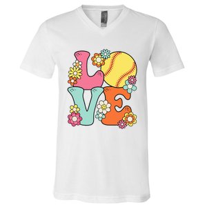 Softball Love Cute Softball Lover V-Neck T-Shirt