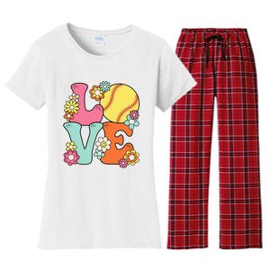 Softball Love Cute Softball Lover Women's Flannel Pajama Set