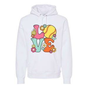 Softball Love Cute Softball Lover Premium Hoodie