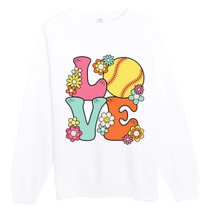 Softball Love Cute Softball Lover Premium Crewneck Sweatshirt