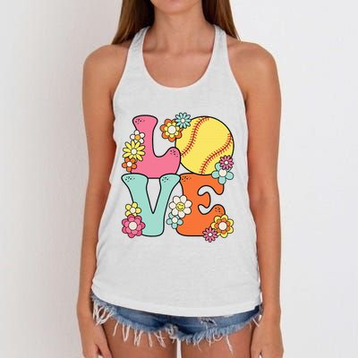 Softball Love Cute Softball Lover Women's Knotted Racerback Tank