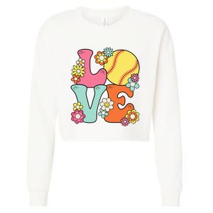 Softball Love Cute Softball Lover Cropped Pullover Crew