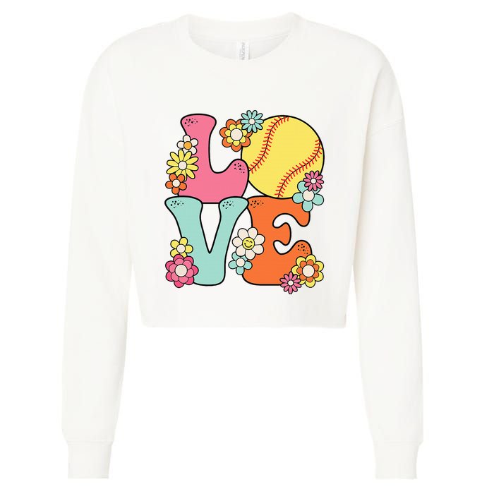 Softball Love Cute Softball Lover Cropped Pullover Crew