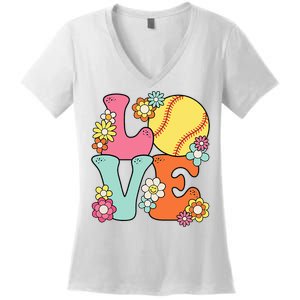 Softball Love Cute Softball Lover Women's V-Neck T-Shirt