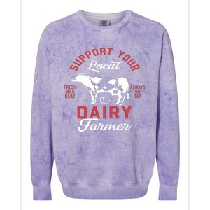 Support Local Dairy Farmer Colorblast Crewneck Sweatshirt