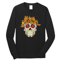 Skull Lover Dia De Los Muertos Monarch Butterfly Sugar Long Sleeve Shirt