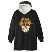 Skull Lover Dia De Los Muertos Monarch Butterfly Sugar Hooded Wearable Blanket