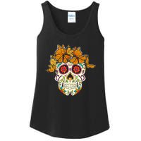 Skull Lover Dia De Los Muertos Monarch Butterfly Sugar Ladies Essential Tank