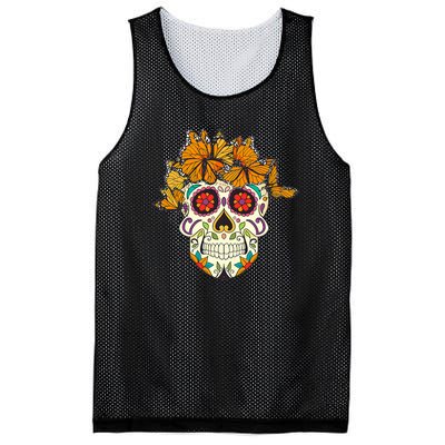 Skull Lover Dia De Los Muertos Monarch Butterfly Sugar Mesh Reversible Basketball Jersey Tank