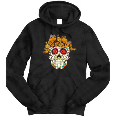 Skull Lover Dia De Los Muertos Monarch Butterfly Sugar Tie Dye Hoodie