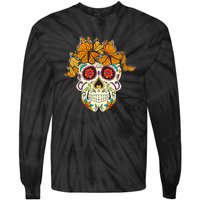 Skull Lover Dia De Los Muertos Monarch Butterfly Sugar Tie-Dye Long Sleeve Shirt