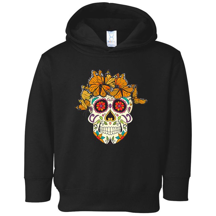 Skull Lover Dia De Los Muertos Monarch Butterfly Sugar Toddler Hoodie