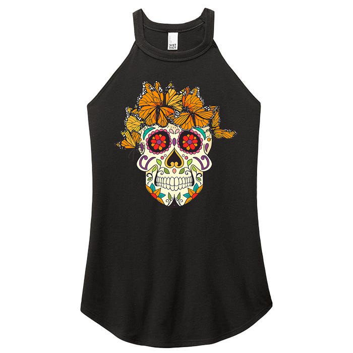 Skull Lover Dia De Los Muertos Monarch Butterfly Sugar Women's Perfect Tri Rocker Tank