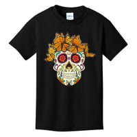 Skull Lover Dia De Los Muertos Monarch Butterfly Sugar Kids T-Shirt