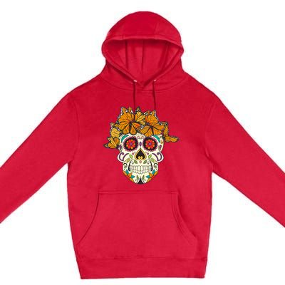 Skull Lover Dia De Los Muertos Monarch Butterfly Sugar Premium Pullover Hoodie