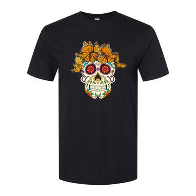 Skull Lover Dia De Los Muertos Monarch Butterfly Sugar Softstyle CVC T-Shirt