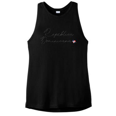 Simple Love Dominican Flag Heart On RepúBlica Dominicana Ladies PosiCharge Tri-Blend Wicking Tank