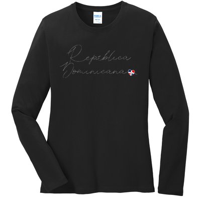 Simple Love Dominican Flag Heart On RepúBlica Dominicana Ladies Long Sleeve Shirt