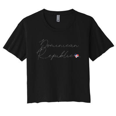 Simple Love Dominican Flag Heart On Dominican Republic Women's Crop Top Tee