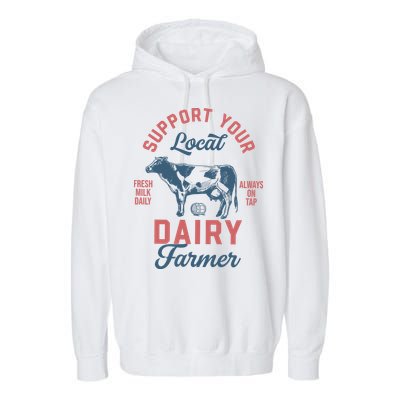 Support Local Dairy Farmer Garment-Dyed Fleece Hoodie