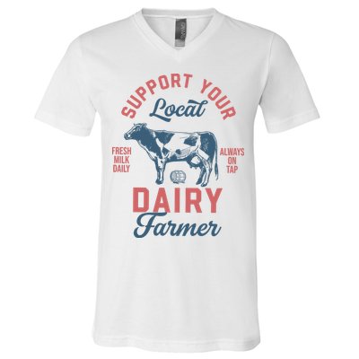 Support Local Dairy Farmer V-Neck T-Shirt