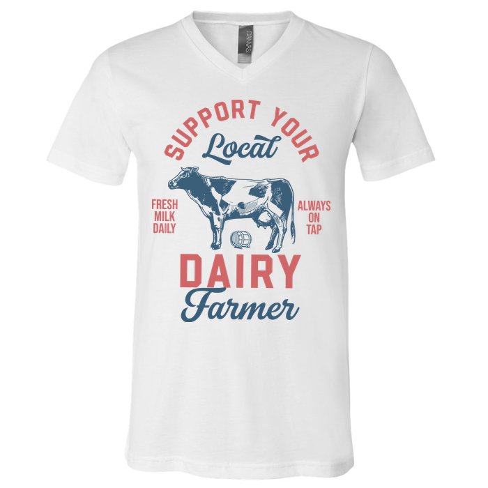 Support Local Dairy Farmer V-Neck T-Shirt