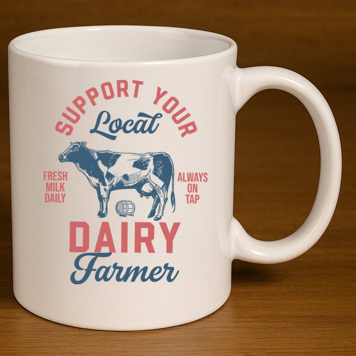 Support Local Dairy Farmer 11oz C Handle Ceramic Mug