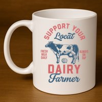Support Local Dairy Farmer 11oz C Handle Ceramic Mug