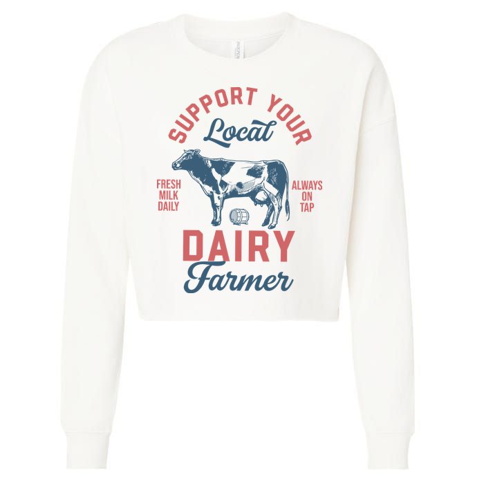 Support Local Dairy Farmer Cropped Pullover Crew