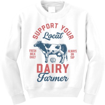 Support Local Dairy Farmer Kids Sweatshirt