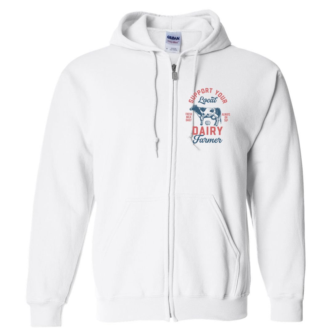 Support Local Dairy Farmer Full Zip Hoodie