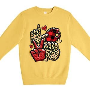 Sign Language Deaf Valentines Day Love Asl Finger Spelling Cute Gift Premium Crewneck Sweatshirt