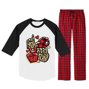 Sign Language Deaf Valentines Day Love Asl Finger Spelling Cute Gift Raglan Sleeve Pajama Set