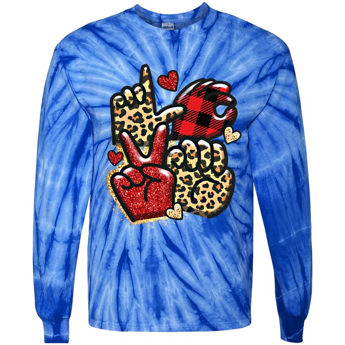 Sign Language Deaf Valentines Day Love Asl Finger Spelling Cute Gift Tie-Dye Long Sleeve Shirt